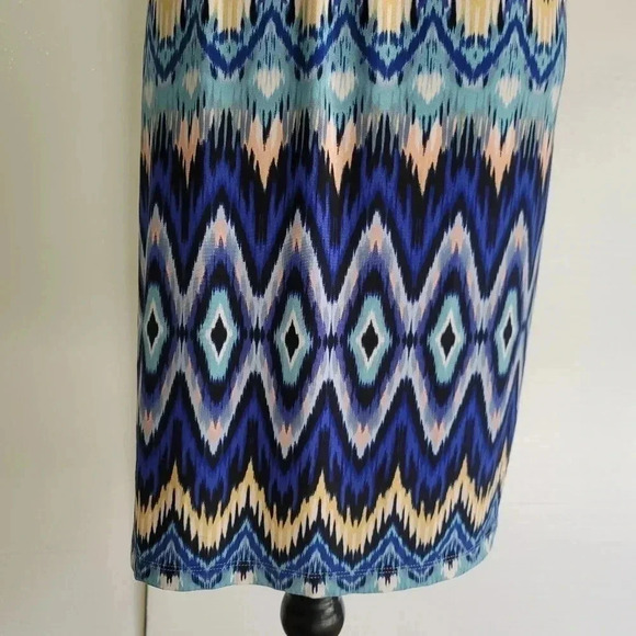 Chico’s Dress Blouson Aztek Print Slit Short Sleeves Lined Chico's size 2 L 12 - Picture 9 of 10